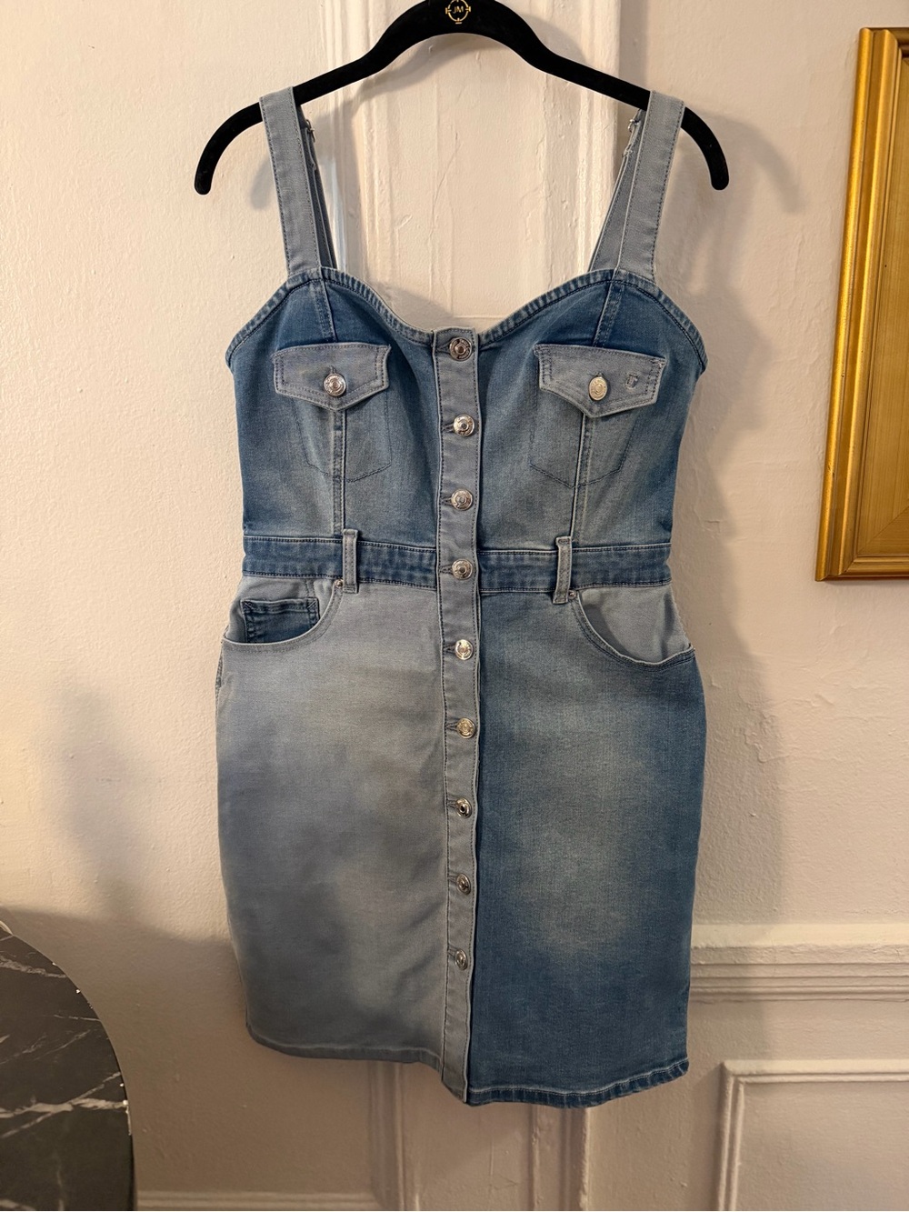 Juicy Couture Two-Tone Denim Button-Front Mini Dress (new with tags)
